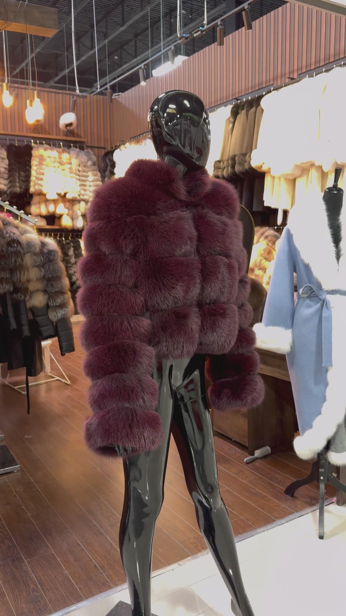 Burgundy Fox Fur Jacket
