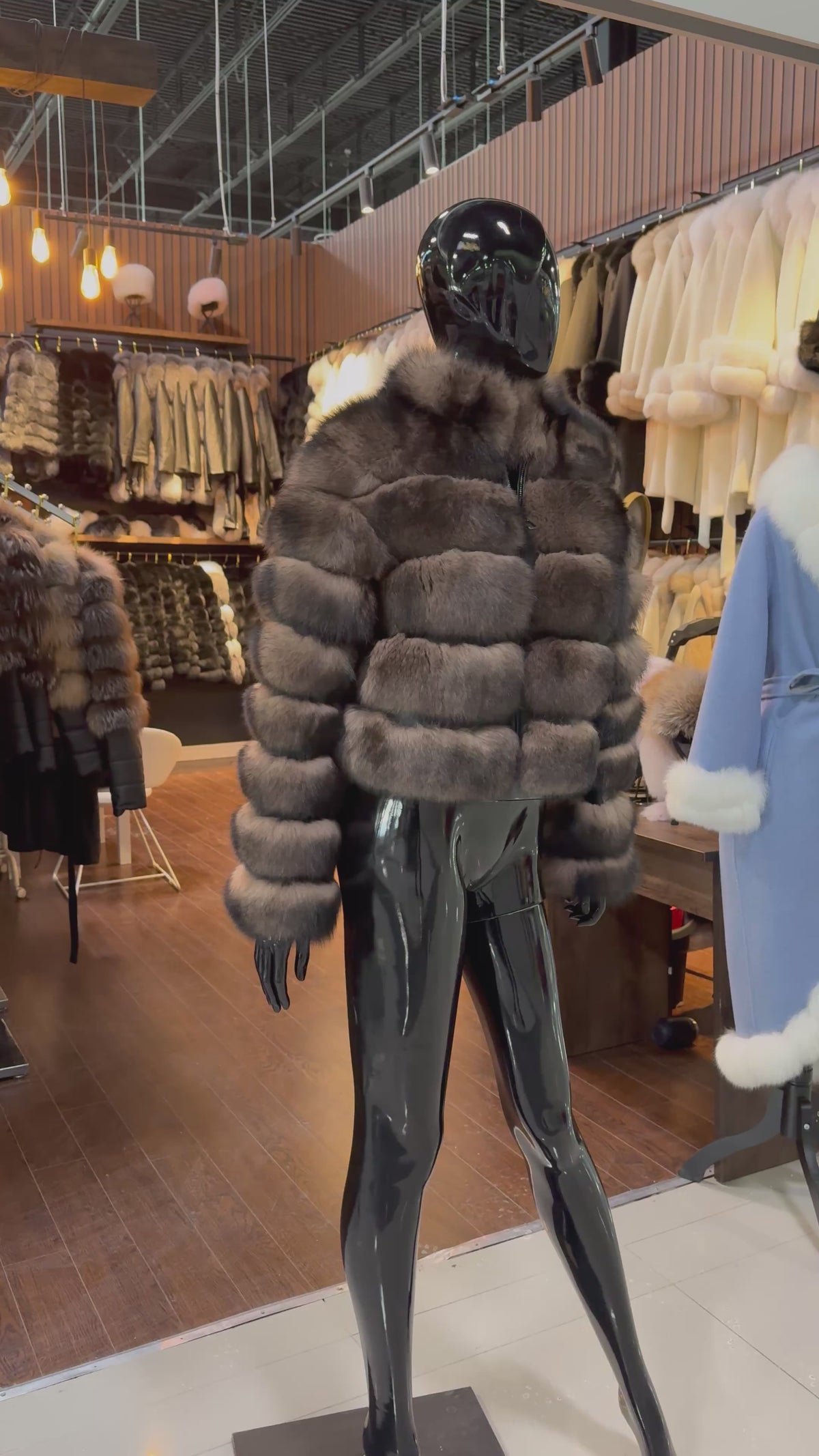 Sable Color Fox Fur Jacket