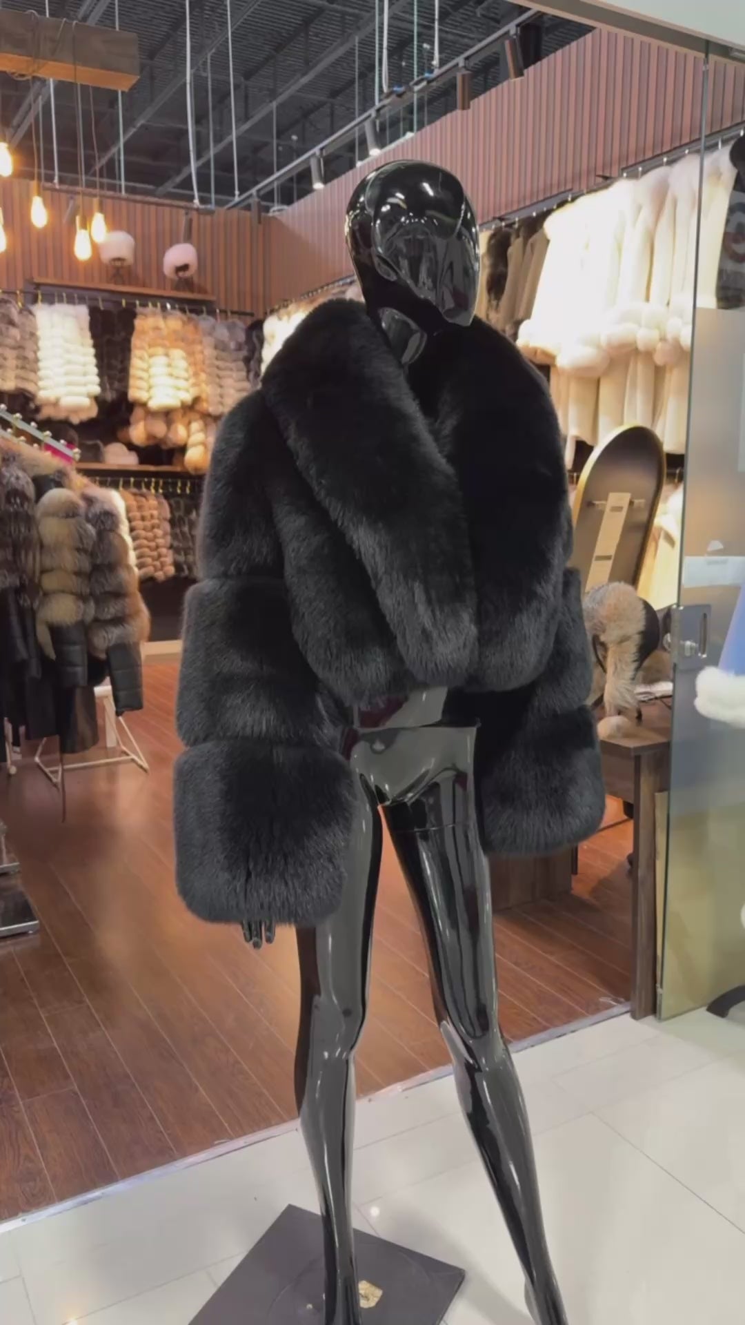 Luxury Black Fox Fur Jacket