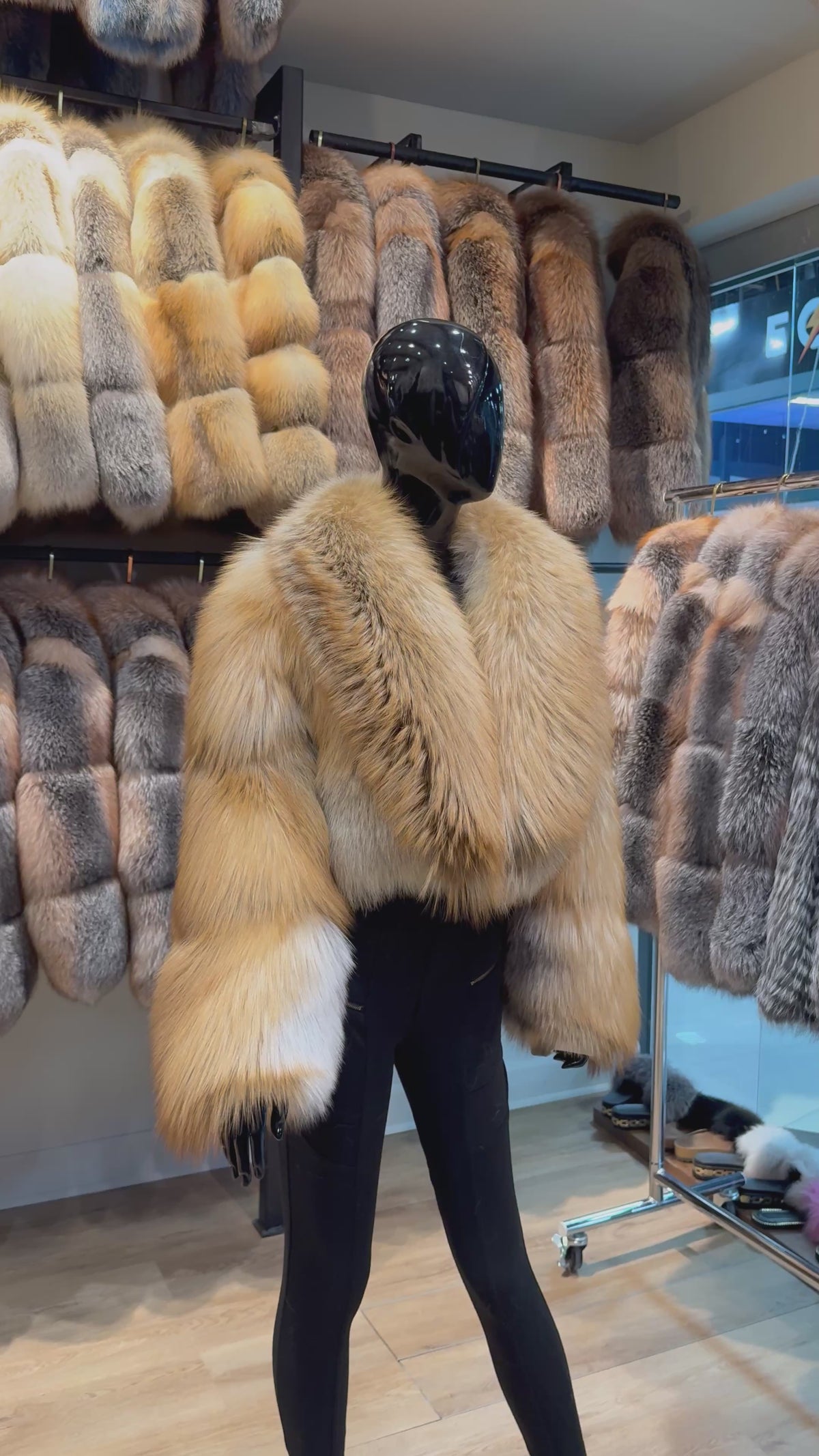 Natural Gold Fox Fur – One Piece Full Fur Special Design Luxury Jacket