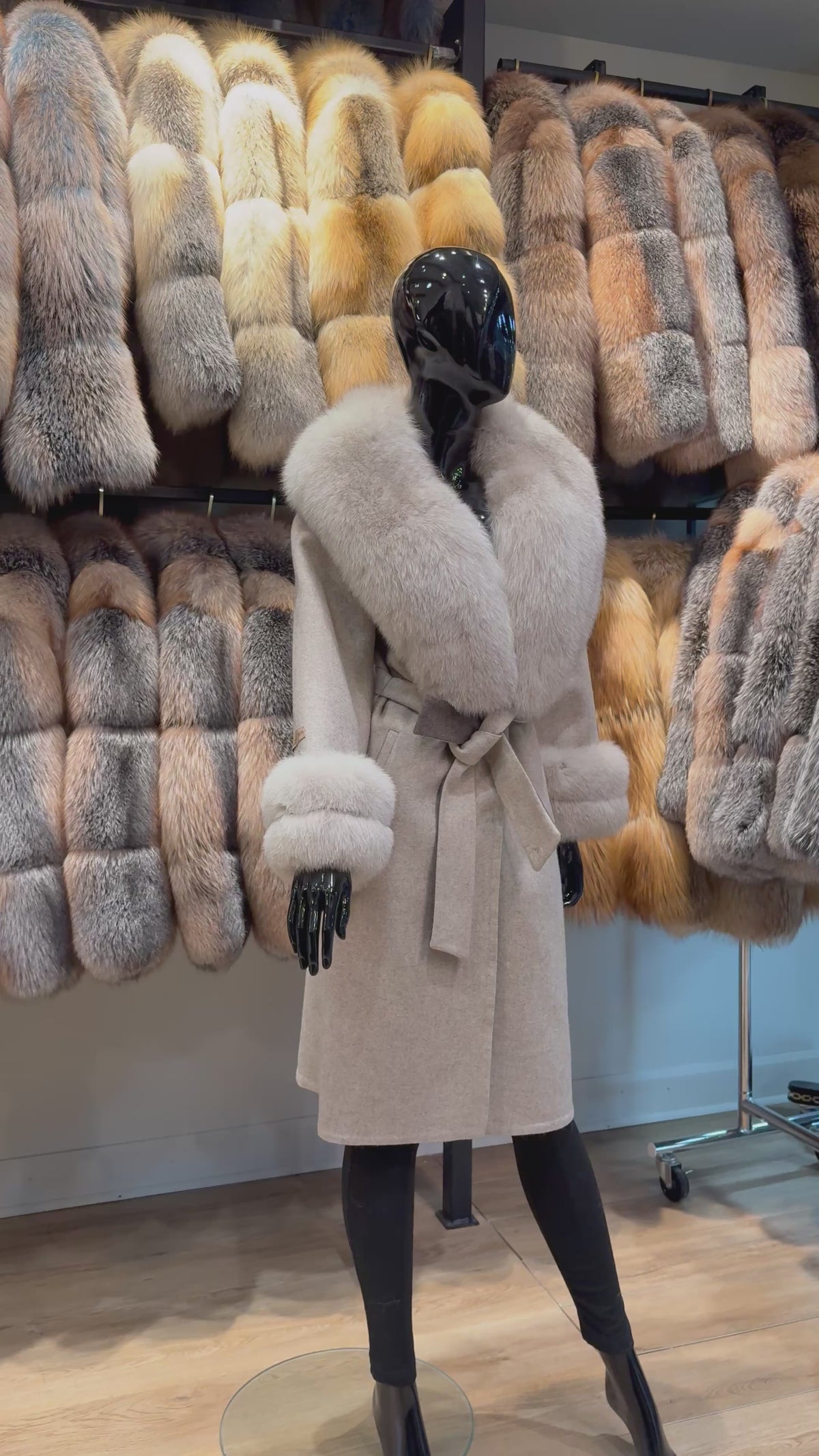 Fox Fur and Alpaca Fabric Coat