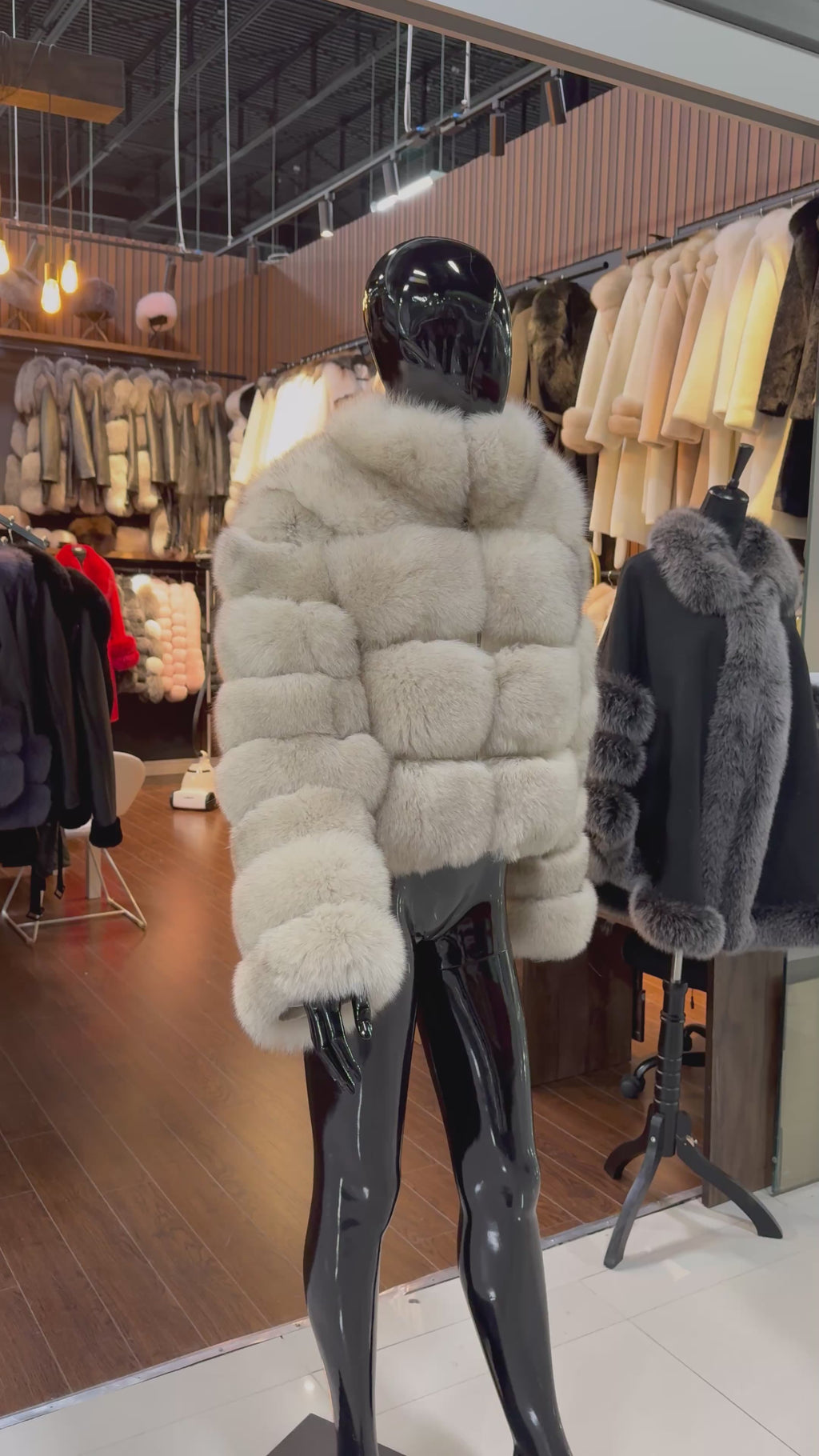 Beige Fox Fur Jacket