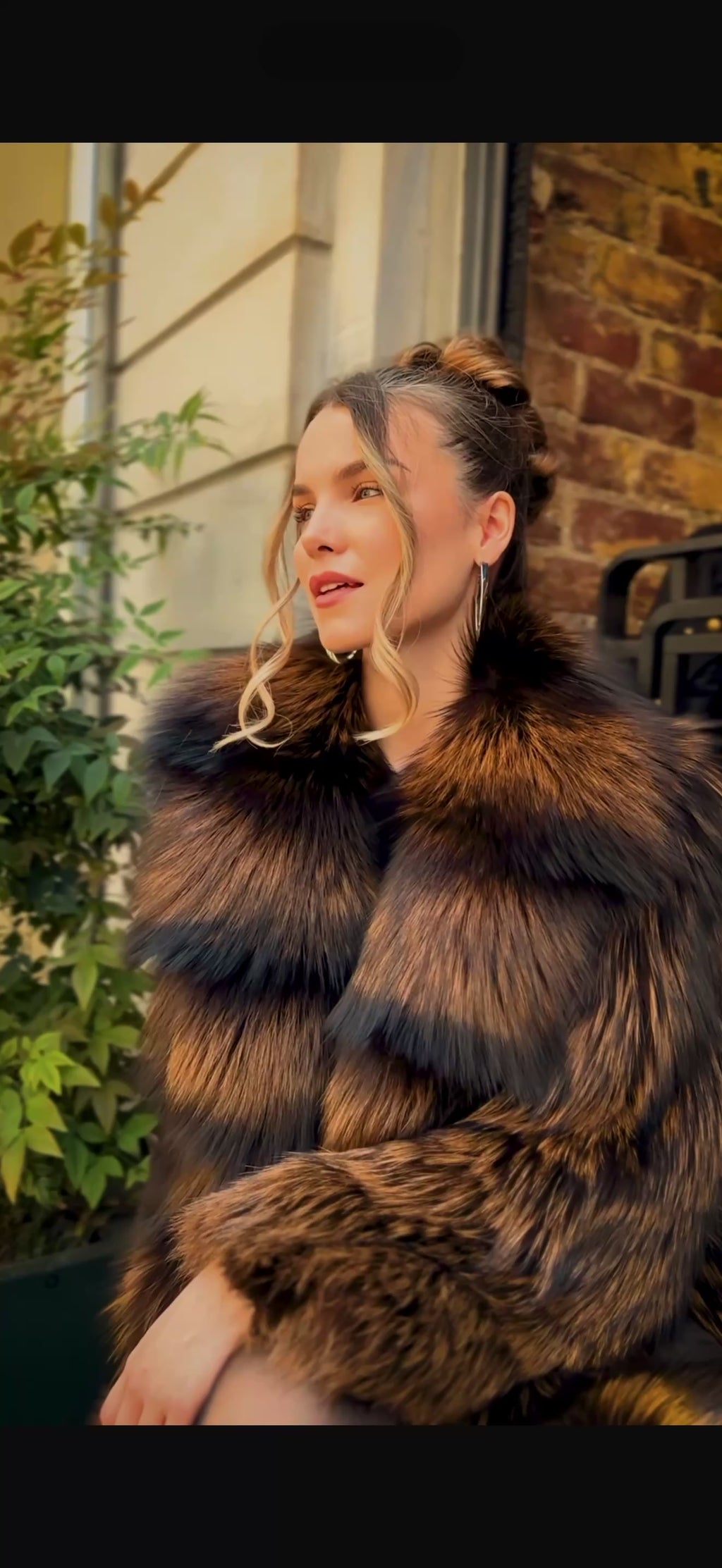 Natural Brown Fox Fur 130 cm Luxury Full-Length Coat